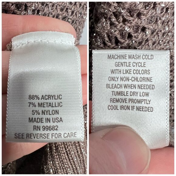 Metallic Open Knit Tunic Sweater M/L Made In USA - Picture 3 of 9